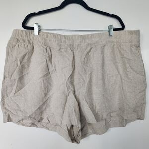 Old Navy Linen-Blend High Waist Elastic Shorts in Beige